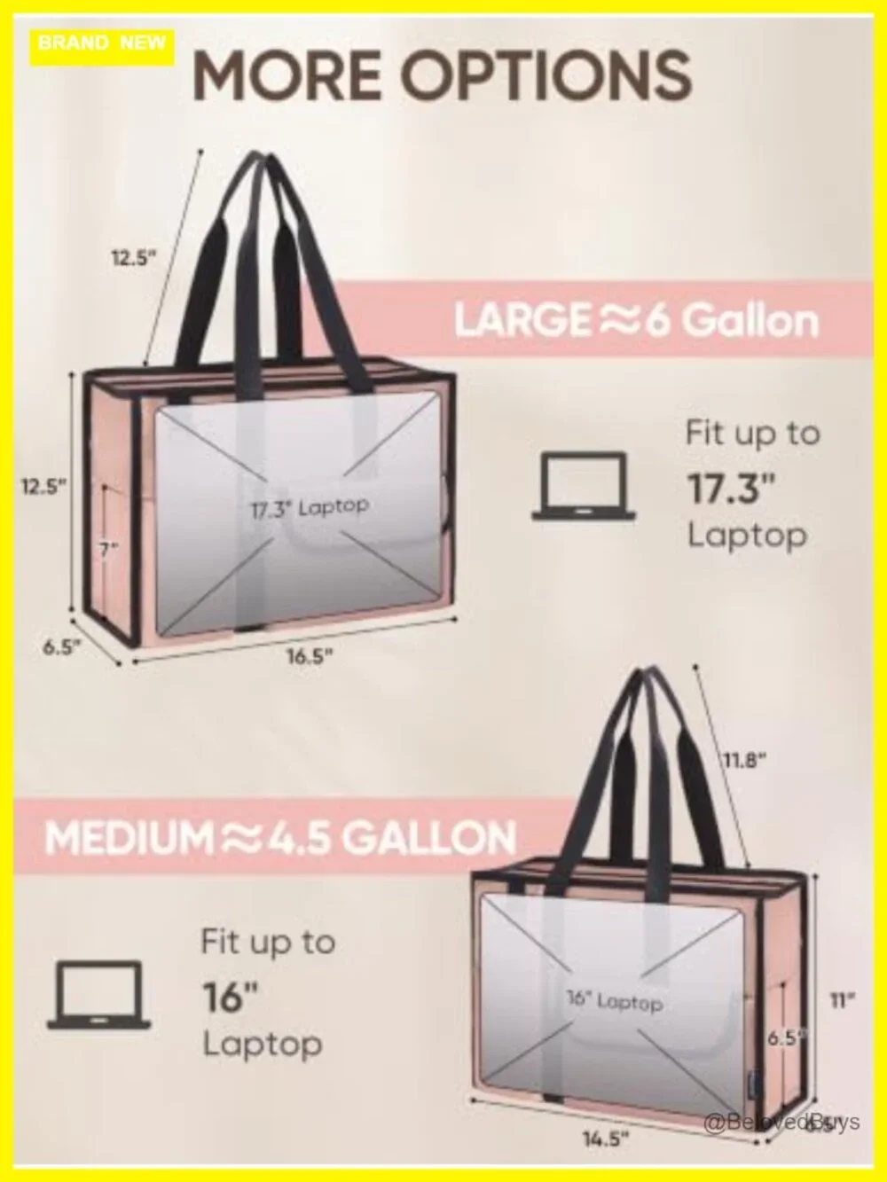 Large Utility Tote Bag with Reinforced Bottom, Multi Pockets Foldable